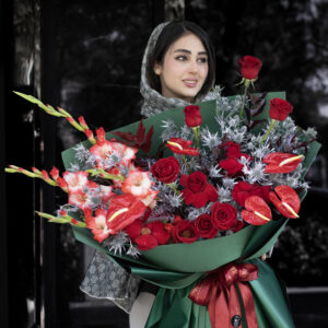 دسته گل قرمز